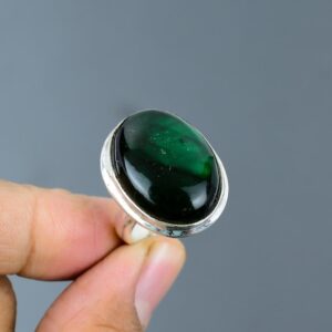 Handmade Green Fire Labradorite Ring: Adjustable Sterling Silver Statement Jewelry