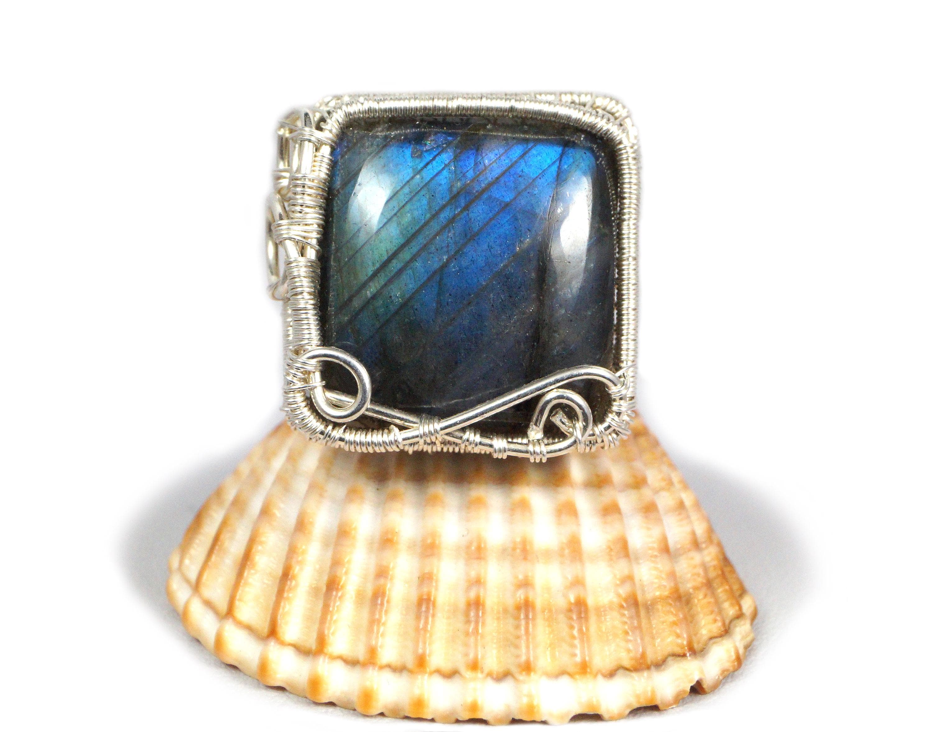 Handmade Sterling Silver Wire Wrapped Labradorite Ring Handmade Sterling Silver Wire Wrapped Labradorite Ring
