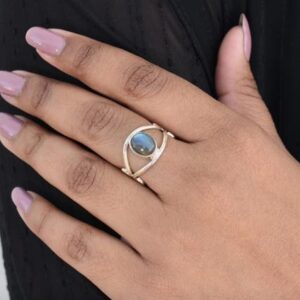 Labradorite Silver Ring For Her, Evil Eye Ring For Protection, Womens Anxiety Ring, 925 Silver Womens Gemstone Jewelry, Christmas Gifts