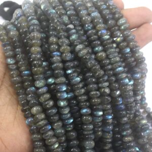 16" Labradorite Bead Strand: Rondelle Blue Flash Gemstone (6-9mm)