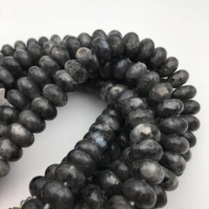 2.0mm Hole Larvikite Labradorite Smooth Rondelle Beads 5x8mm 6x10mm 8" Strand