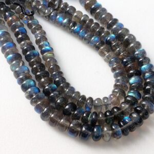 7-8.5mm Labradorite Plain Rondelles, Natural Labradorite Plain Beads, Flashy Blue Fire Beads, Labradorite For Jewelry (4in To 8in) - Vca1
