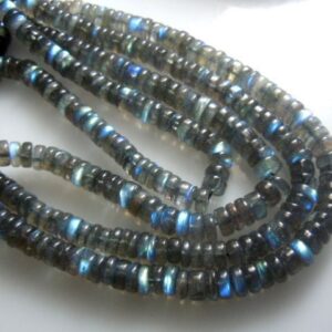 Aaa Labradorite Rondelle Beads, Natural Blue Fire Gemstone