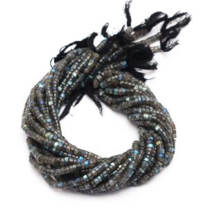 AAA Labradorite Heishi / Tyre Rondelle | 5mm-6mm Smooth Disc Beads 13inch Strand | Natural Semi Precious Labradorite Blue Fire Gemstone Coin
