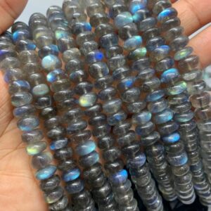 Blue Fire- Natural Labradorite | Smooth Rondelle 6-6.5 Mm | Gemstone Beads | , 14.5 Inch Strand | For Making Jewelry