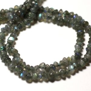 Fil 34cm 120pc environ - Perles Pierre Labradorite Rondelles 4-5mm gris bleu vert