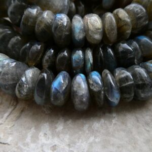 Labradorite Rondelle 10-11mm Beads -4-8in Strand Gemstone- Jewelry Making -craft Flashy Blue Beads