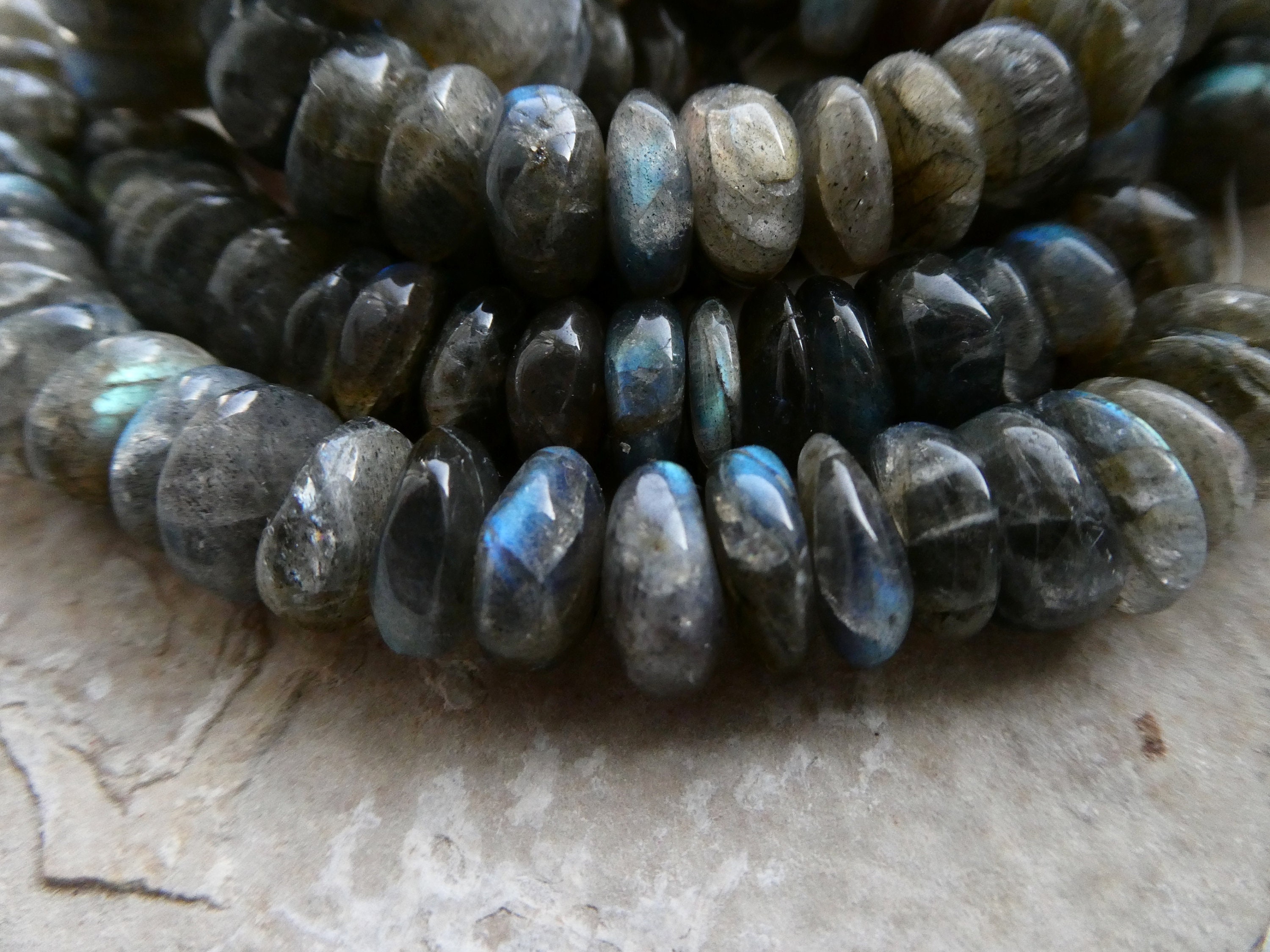 Labradorite Rondelle 10-11mm Beads -4-8in Strand Gemstone- Jewelry Making -craft Flashy Blue Beads