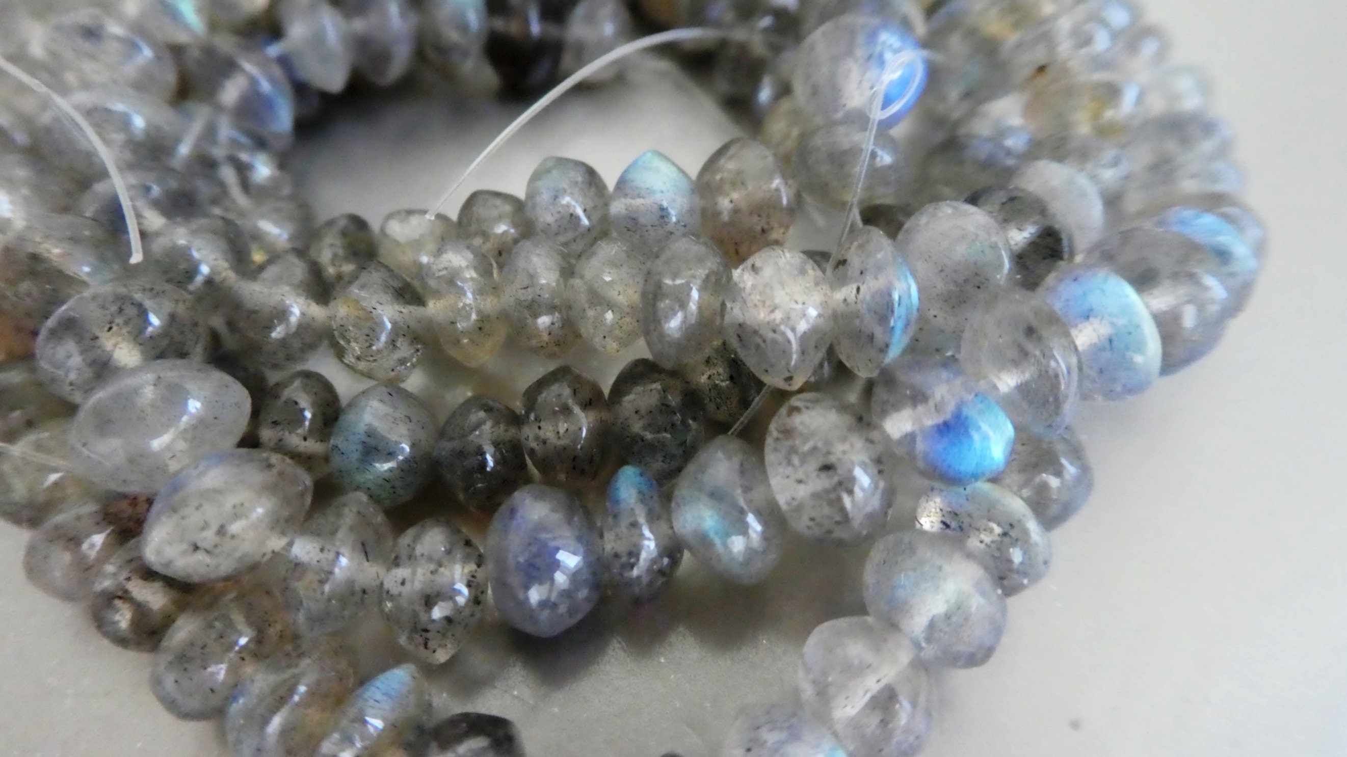 Labradorite Flashy Rondelle 6mm Beads-6in Strand- Craft Gray Blue Gemstone Beads -jewelry Making