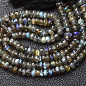 Natural Labradorite Rondelle Beads Smooth Gemstone Rondelle Jewelry Beads Fire Labradorite Plain Beads Strand 13 Inch Strand No3315