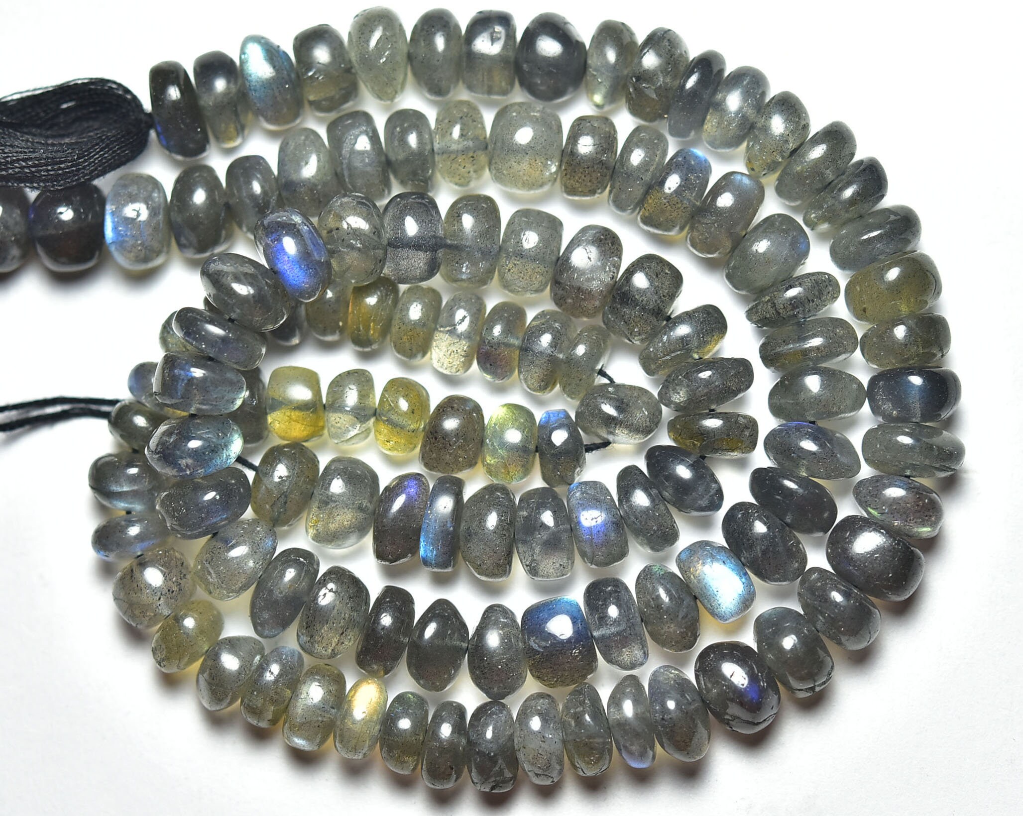 Natural Labradorite Rondelles 6mm To 7mm Smooth Gemstone Rondelle Jewelry Beads Fire Labradorite Plain Beads Strand 9.5 Inch Strand No5310