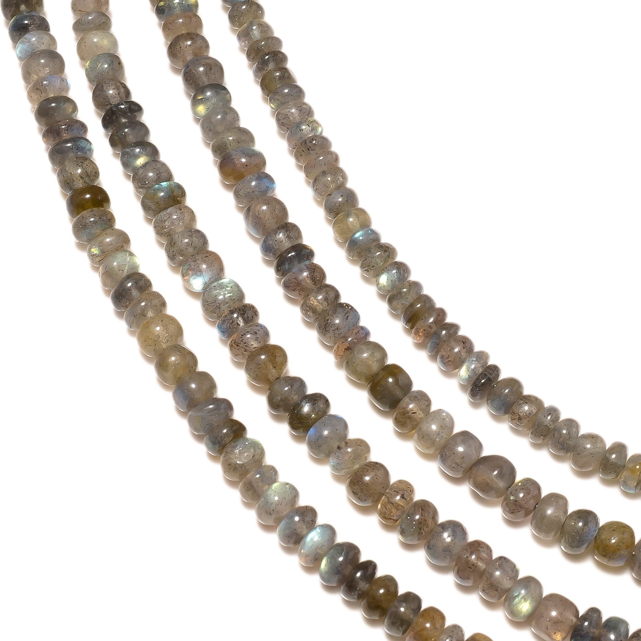 Natural Labradorite Smooth Rondelle Beads, 6mm Natural Labradorite Gemstone Beads, 8 Inch Strand, Gds2192