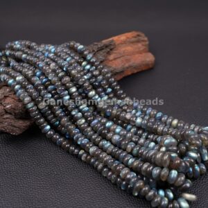Natural Labradorite Smooth Rondelle Beads, 6-8mm Blue Flashy Labradorite Gemstone Beads 15" Strand Aaa Handmade Beads For Making Jewelry