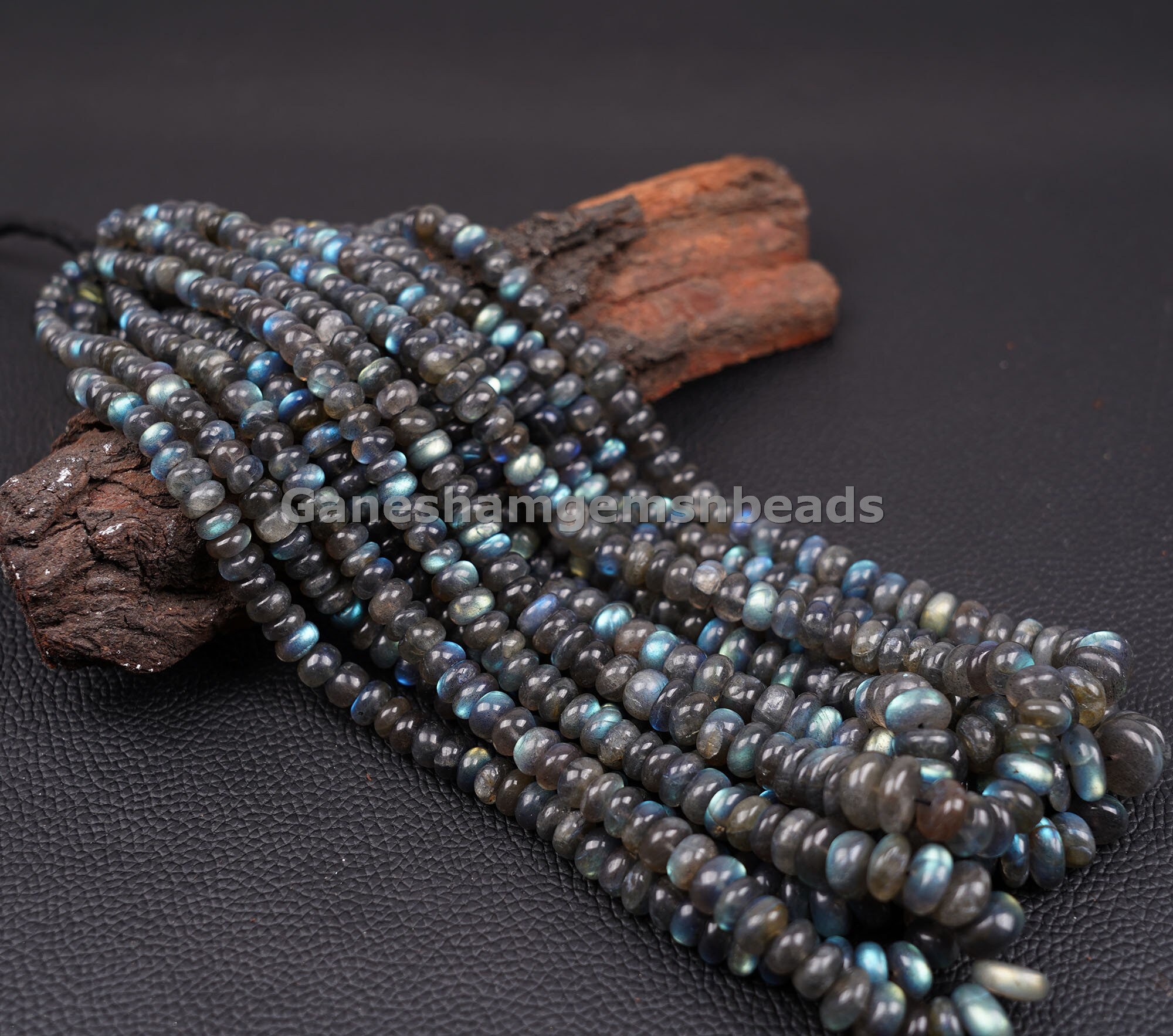 Natural Labradorite Smooth Rondelle Beads, 6-8mm Blue Flashy Labradorite Gemstone Beads 15" Strand Aaa Handmade Beads For Making Jewelry