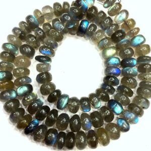 7mm Labradorite Rondelle Beads, Blue Flash Gemstone Strand, 18 Inch