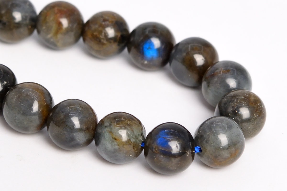 10mm Deep Brown Gray Labradorite Beads Madagascar Grade B Genuine Natural Gemstone Half Strand Round Loose Beads 7.5" (109861h-3096)