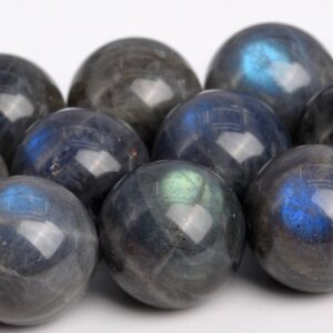 12-13MM Deep Gray Labradorite Beads Grade A Genuine Natural Gemstone Full Strand Round Loose Beads 16" (103932-1062)