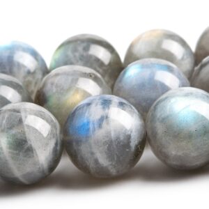 14MM Gray Labradorite Beads Grade AA+ Genuine Natural Gemstone Half Strand Round Loose Beads 7.5" (124431h-418)
