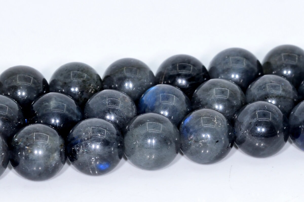 7-8mm Deep Gray Labradorite Beads Madagascar Grade A Genuine Natural Gemstone Round Loose Beads 15.5" / 7.5" Bulk Lot Options (107917)