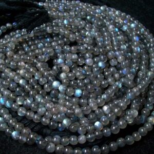 AAA Labradorite Gemstone Beads: 4mm or 5mm Round Gray Balls, 13.5 Inch Strand