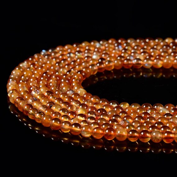 Natural Andesine Orange Labradorite Gemstone Grade Aaa Round 4mm 5mm Loose Beads 7.5 Inch Half Strand Bulk Lot 1,2,6,12 And 50 (p110)