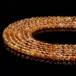 Natural Andesine Orange Labradorite Gemstone Grade AAA Round 4MM 5MM Loose Beads 7.5 inch Half Strand BULK LOT 1,2,6,12 and 50 (P111)