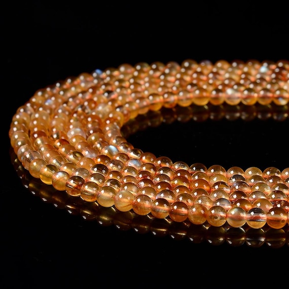 Natural Andesine Orange Labradorite Gemstone Grade Aaa Round 4mm 5mm Loose Beads 7.5 Inch Half Strand Bulk Lot 1,2,6,12 And 50 (p111)