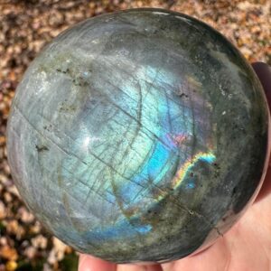 2.9" Labradorite Sphere, Rainbow Flash, Crystal Ball, Sagittarius, Polished Stone, Pink Blue Witchy Living Room Decor, , Him #5