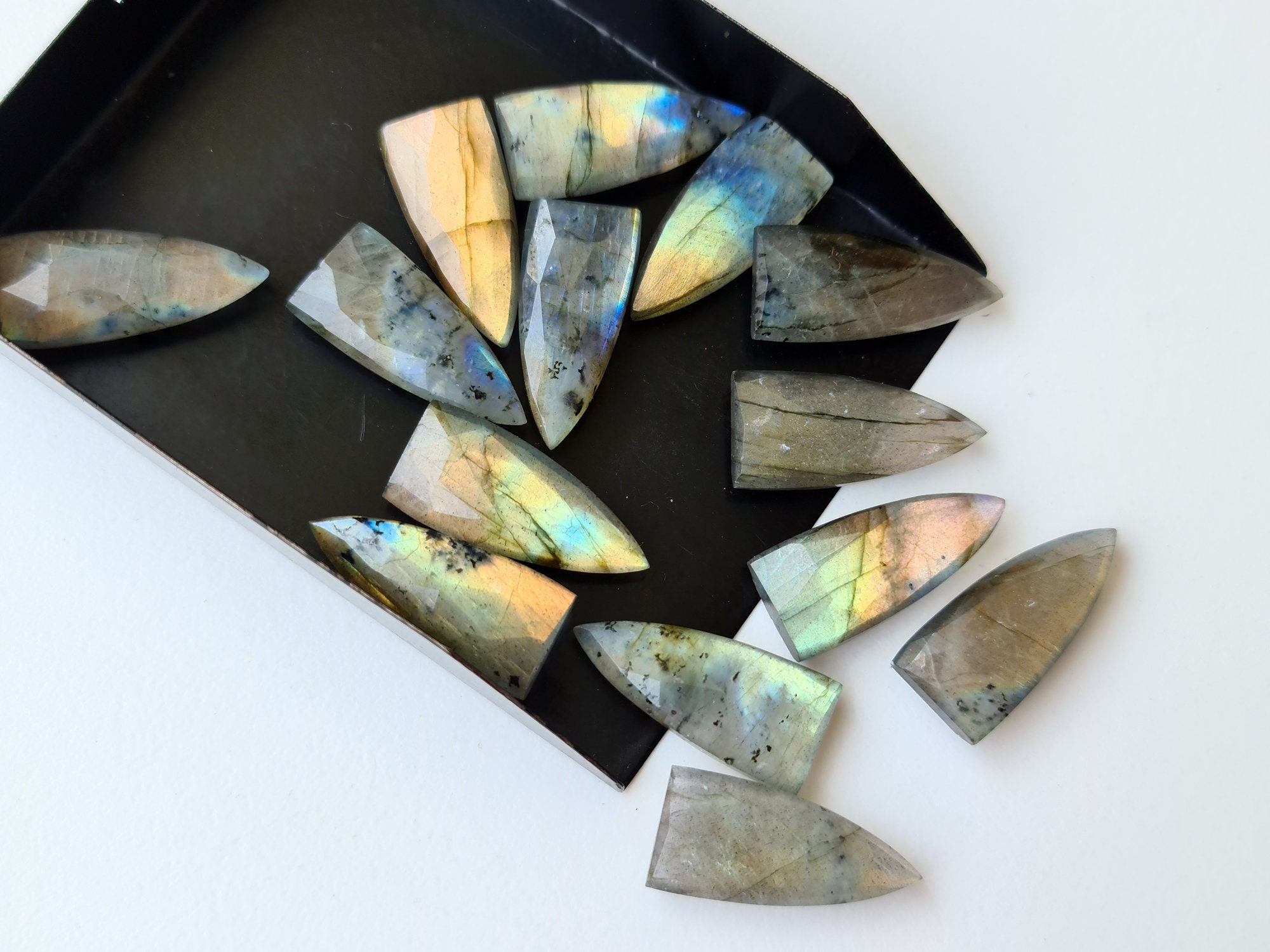 25mm Labradorite Shield Shape, 5 Pcs Rare Labradorite Long Fancy Shield 5 Pcs Natural Labradorite Both Side Faceted Loose Gemstone - Asg28