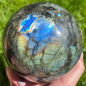 4.3" Large Labradorite Sphere, Rainbow Labradorite, Blue Labradorite Crystal Ball, Flashy Labradorite, Gemstone Sphere, Home Decor Gift #4