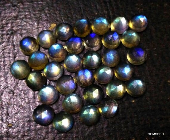 5 Aaa Labradorite Rosecut Gemstones: Gray Round Loose Stones (8mm)