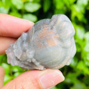 Labradorite Dragon Turtle Carving: 32.5g Rainbow Flash Stone, 47mm