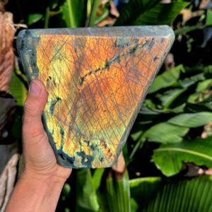 Flash Labradorite Free Form: Gold & Pink Healing Stone (4lb 9.1oz, 6”)