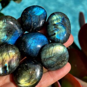 Flashy Labradorite Pebble, Calming Worry Stone