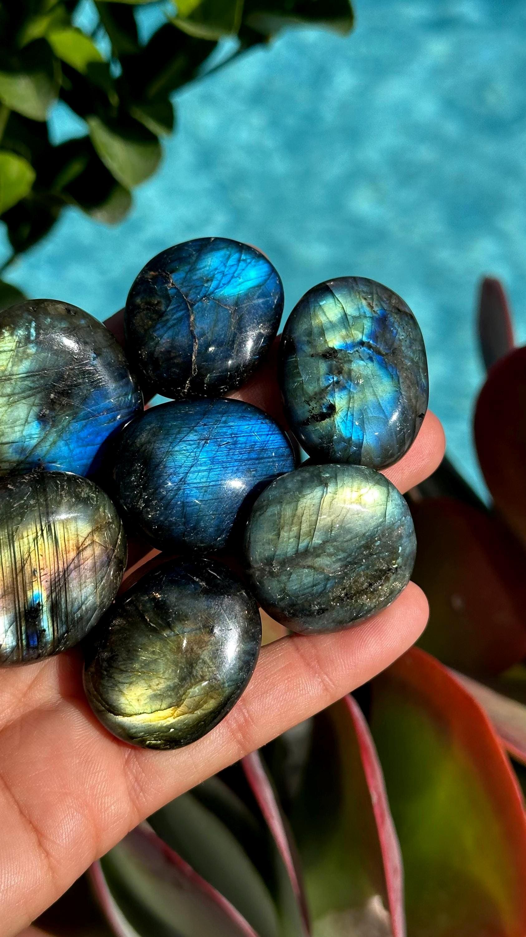 Flashy Labradorite Pebble, Calming Worry Stone