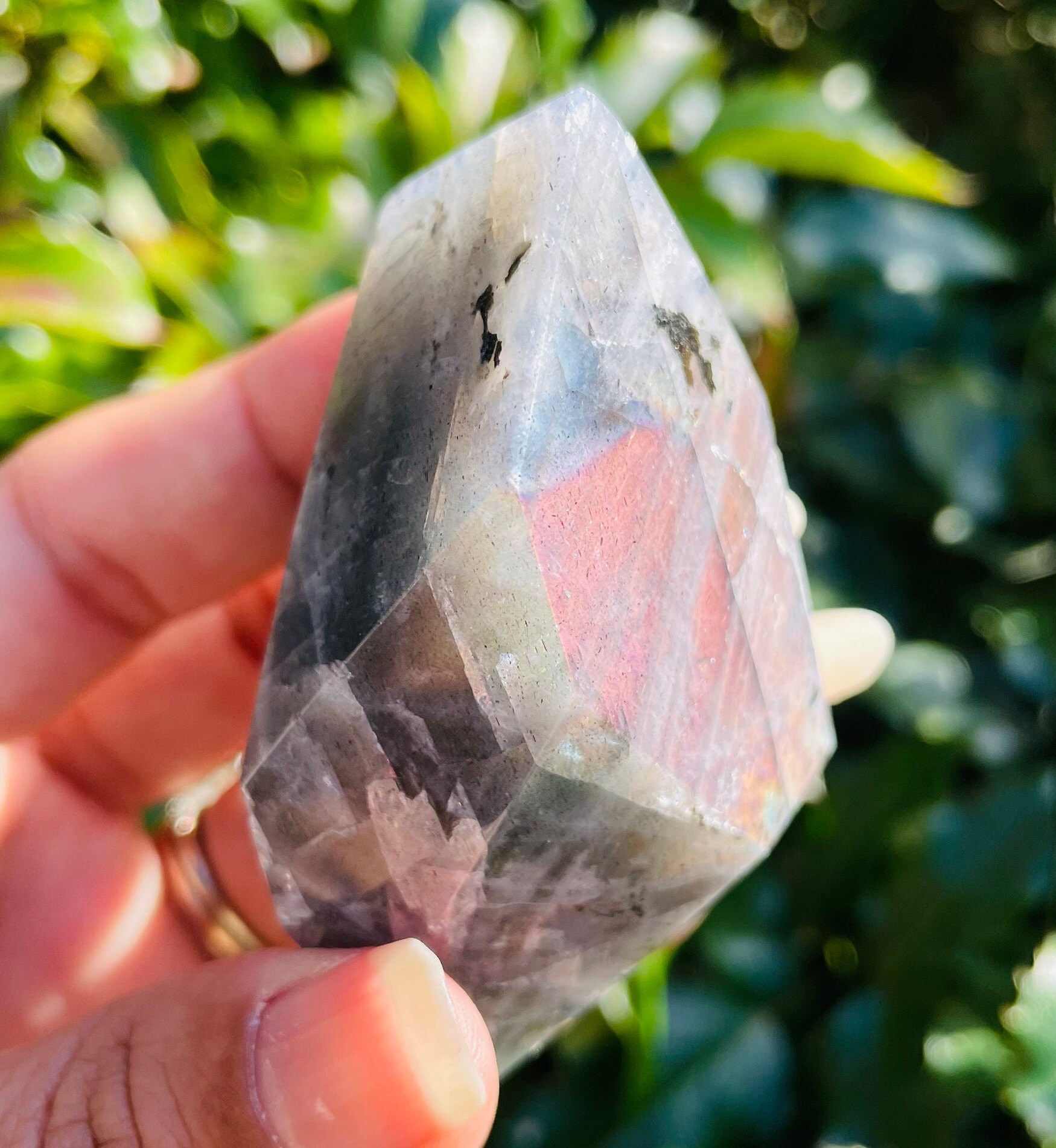 Flashy Purple Labradorite Crystal Palm Stone (97.6g)