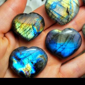Labradorite Heart Carving: Polished Madagascar Labradorite Crystal