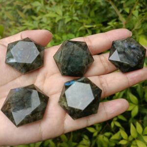 Labradorite Hexagon Shaped Crystal Palm Worry Stone