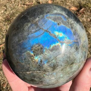 Large 3.4 In Labradorite Sphere, Rainbow Flash, Blue Flashy Crystal, Gemstone Gift #2