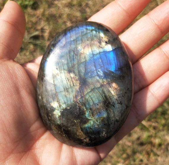 Labradorite Large Flashy Palm Stone - Healing Crystals