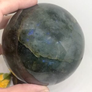 Large Labradorite Sphere With Wood Stand - The Stone For Protection And Intuition