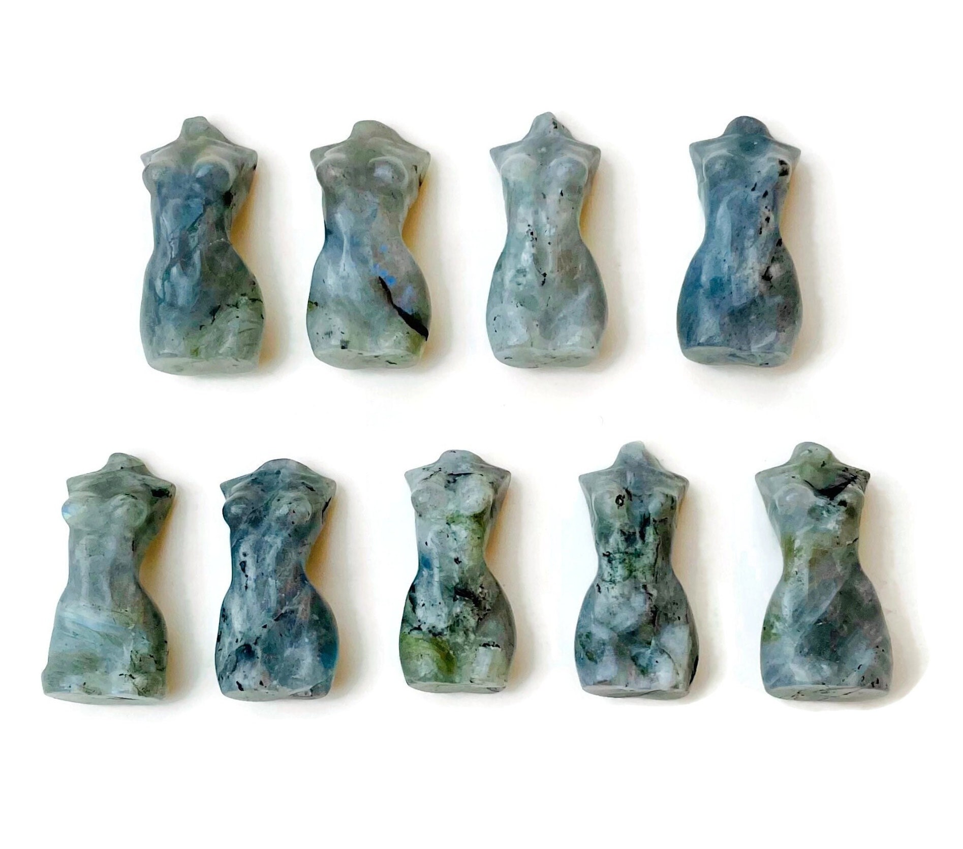 Mini Labradorite Goddess Stone: Feminine Crystal Carving (35-55mm)