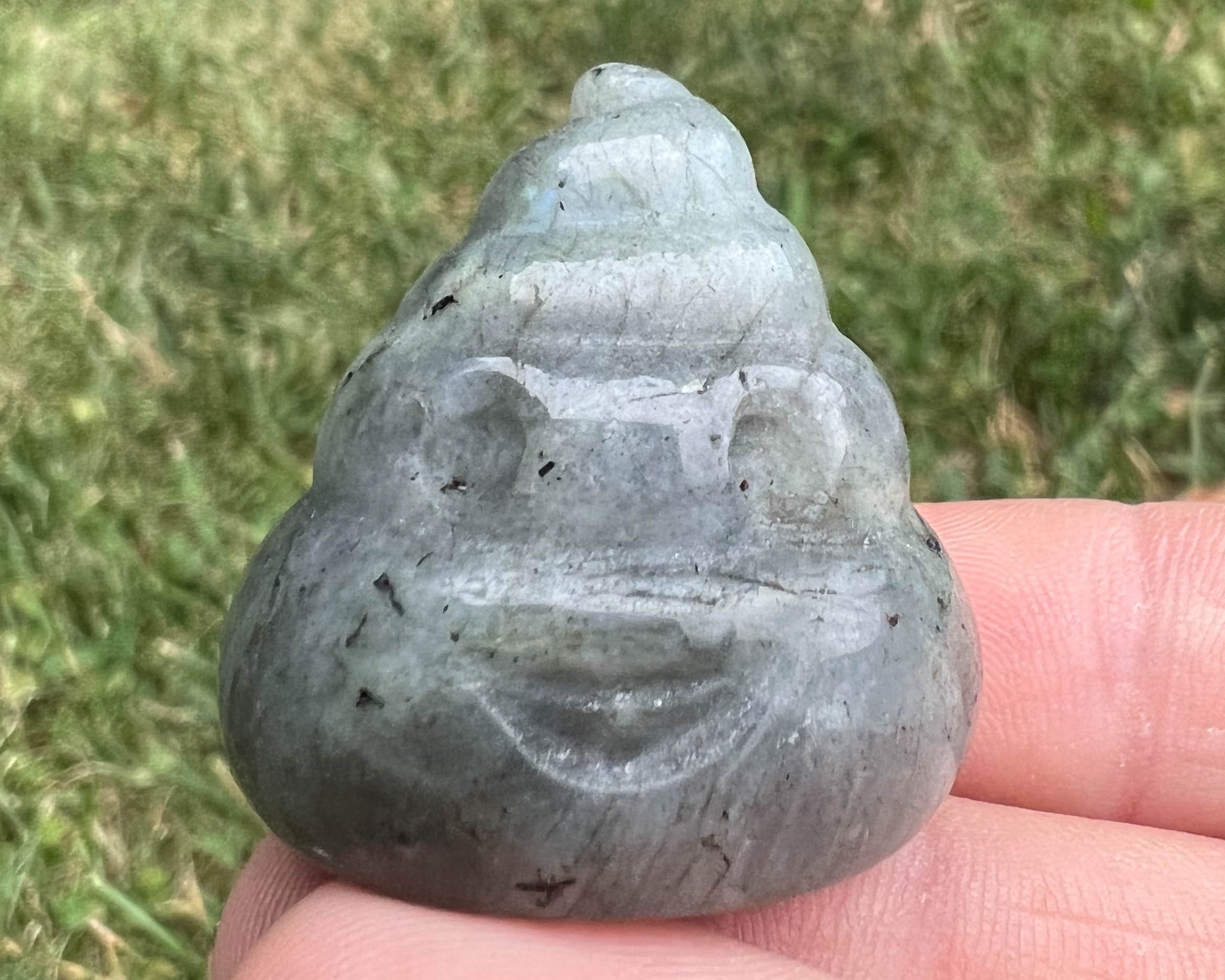 One Labradorite Poop Emoji Figurine, Poop Emoji Carving, Flashy Labradorite, Labradorite Carving Home Decor, Crystal Gift For Kids, Gemstone