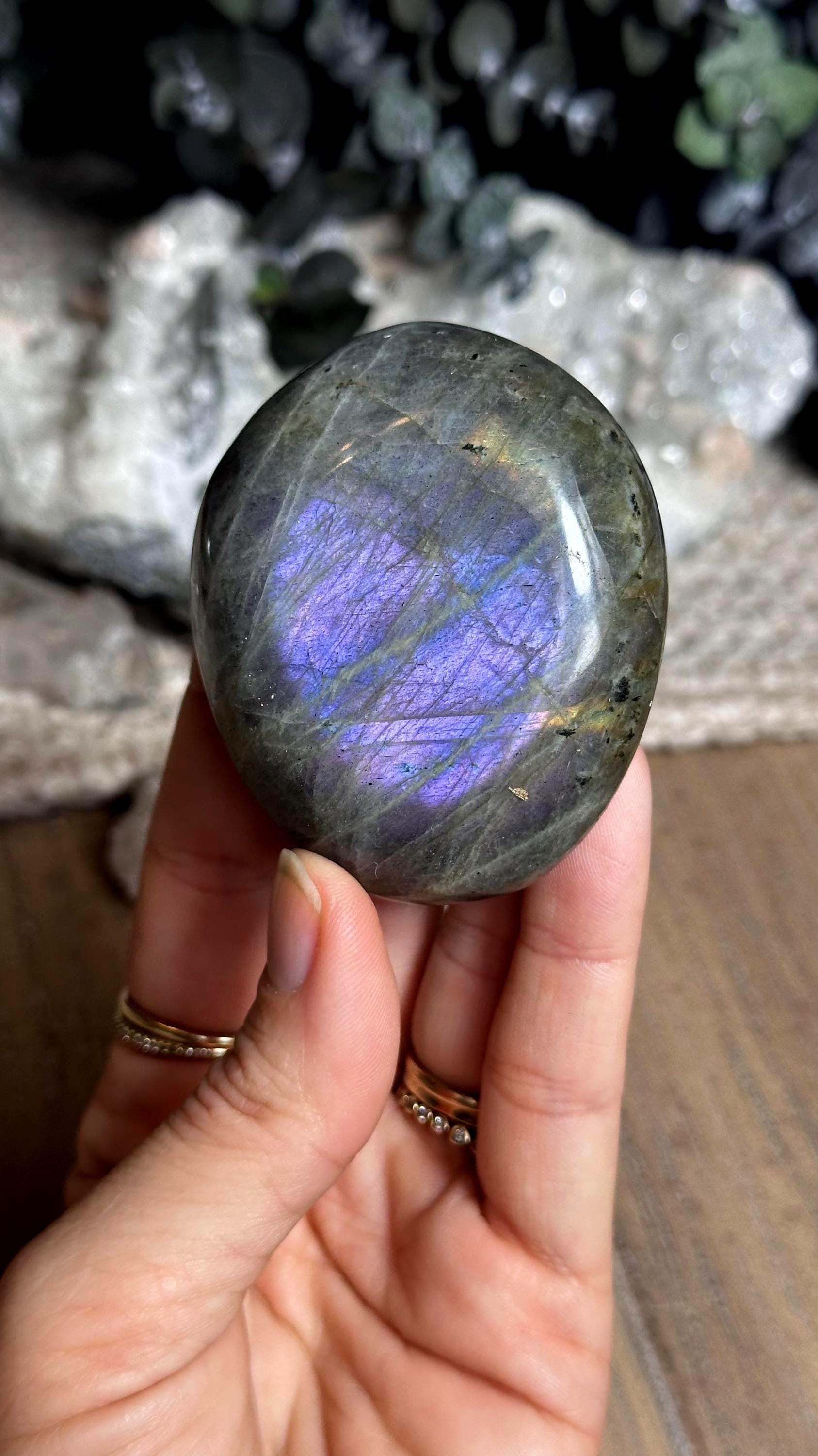 Purple And Pink Flash Labradorite Palm Stone