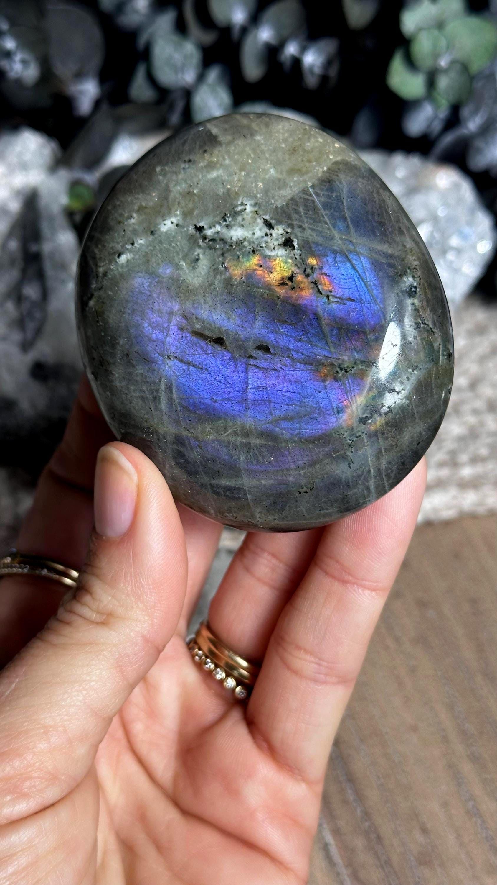 Purple And Pink Flash Labradorite Palm Stone Purple And Pink Flash Labradorite Palm Stone