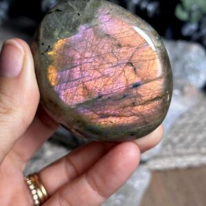 Purple And Pink Flash Labradorite Palm Stone