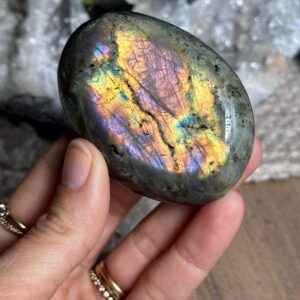 Purple And Pink Flash Labradorite Palm Stone