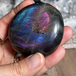 Purple And Pink Flash Labradorite Palm Stone