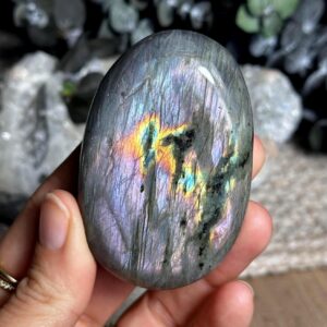 Purple And Pink Flash Labradorite Palm Stone