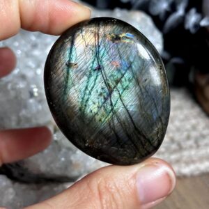 Purple And Pink Flash Labradorite Palm Stone